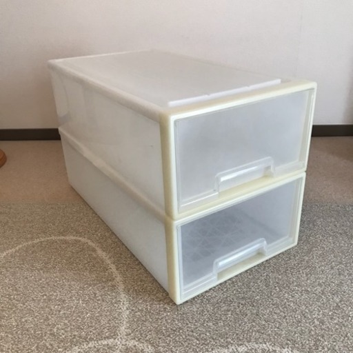 プラスチック衣装ケースクローゼット押入れ収納ボックス引き出しロングタイプ2個①