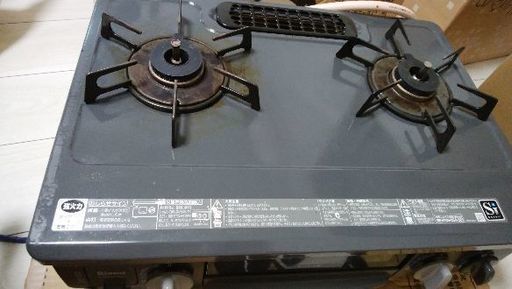 【中古】リンナイガスコンロ　都市ガス用　ガスホース付き