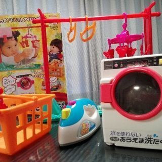 【美品】ぽぽちゃん　洗濯機　お洗濯ごっこセット