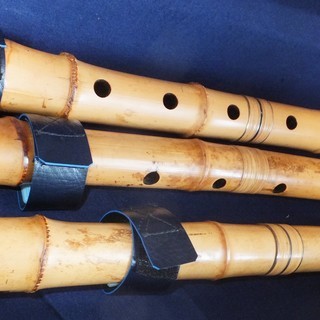 竹製尺八5本セット ハードケース、巾着ケース付◆入門者、練習用にも