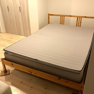 IKEA ダブルベッドとマットレスとベッドパッドのセット