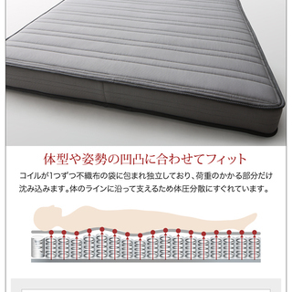 新品＃60064-00000 分類:収納ベッドセット 1年保証付きフレーム＆5年保証付き国産カバーポケットコイルマットレスセット