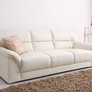 新品 シンプルデザイン 脚部取外し可能 ホワイト ソファ 3P 103907 