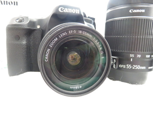 【引取限定】【小倉南区葛原東】Canon キャノン 一眼レフ カメラ EOS 70D レンズ2個セット 18-55mm 55-250mm 中古美品