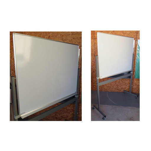 ホワイトボード 脚付き 片面　ボード １２０ｃｍ × ９０ｃｍ キャスター付き 自立式　無地