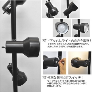 【未使用品】3灯フロアランプ スタンド 球なし LED対応 プラ...