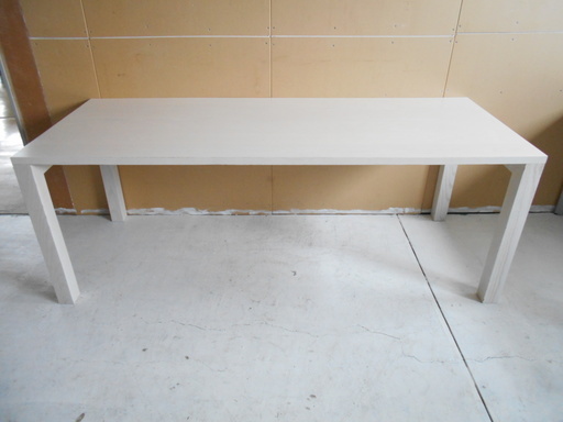 木製無垢材テーブル　ダイニングテーブル　白塗装　美品　小傷あり  【リサイクルショップサルフ】