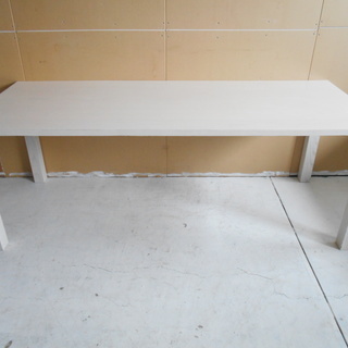 木製無垢材テーブル　ダイニングテーブル　白塗装　美品　小傷あり ...