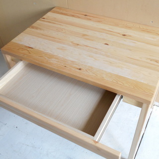 無印良品　無垢パイン材　デスク　ワゴン付き  【リサイクルショップサルフ】