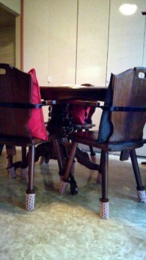 アンティークの長机と椅子のセット