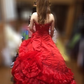 カラードレス★赤ドレス★ロングトレーン