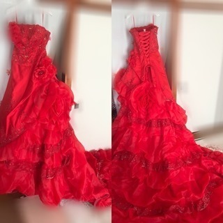 カラードレス★赤ドレス★ロングトレーン