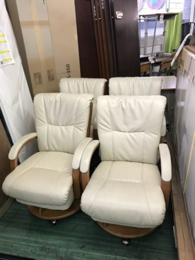 回転肘付椅子 キャスター付4脚セット