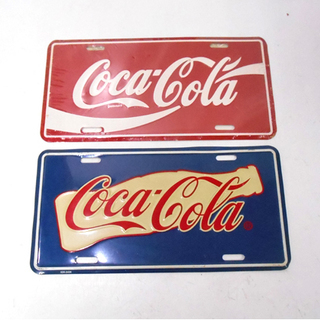 コカ・コーラ プレート ナンバープレート型 看板 2枚セット 
