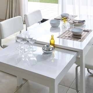 新品  UV鏡面塗装テーブル チェア４脚 ホワイト ダイニング5点セット 031080