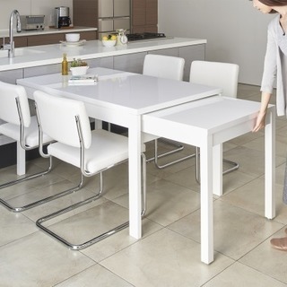新品  UV鏡面塗装テーブル チェア４脚 ホワイト ダイニング5点セット 031080
