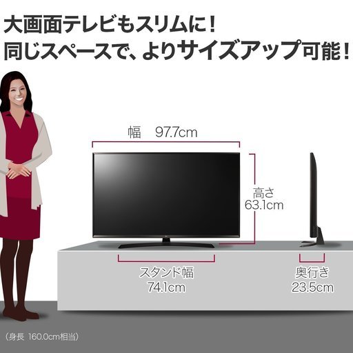 LG 43V型 4K 液晶テレビ HDR対応 IPS Wi-Fi内蔵 2倍速相当 外付けHDD
