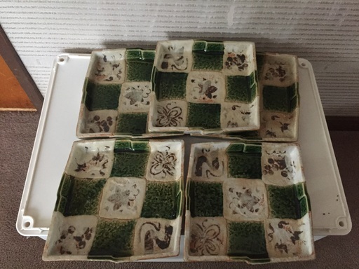 和食器1 織部焼 銘々皿 菱形 五枚セット