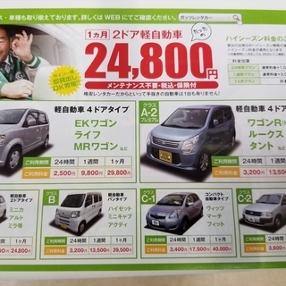 ガッツレンタカー枚方店　24時間2000円〜、1週間7800円〜、1ヶ月24800円〜の激安価格でレンタカーをご利用いただけます！の画像