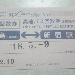 三島⇔新宿　高速バスチケット