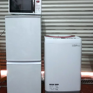 SHARP - ◇一人暮らし3点セット◇シャープ◇送料込◇お買い得♪ SHARP 中古家電セット 一人暮らし 3点 冷蔵庫 洗濯機 電子レンジ
