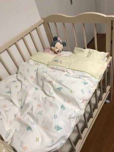 ベビーベッド キンタロウミニアン ホワイト 木製 ミニベビーベッド