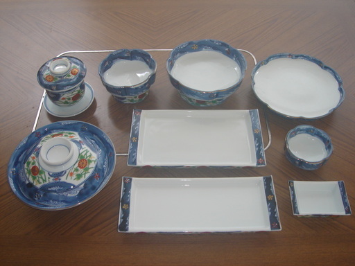 古伊万里☆懐石料理☆焼物皿、刺身鉢、小鉢、向付、茶碗蒸しのセット