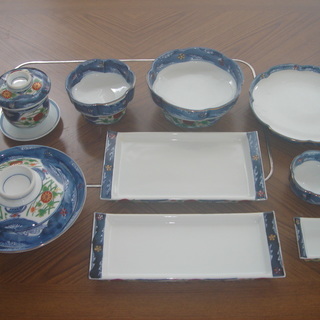 古伊万里☆懐石料理☆焼物皿、刺身鉢、小鉢、向付、茶碗蒸しのセット
