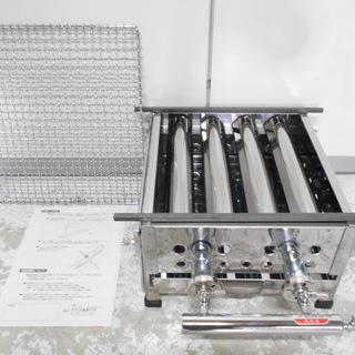 未使用　荒木金属　２連バーナー　下火焼き台　LPガス