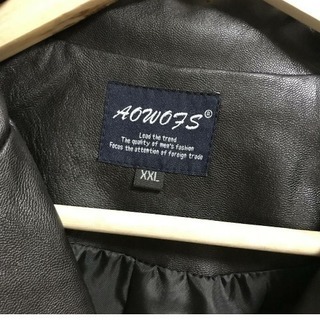 【AOWOFS】革風ジャケット アウター 大きいサイズ ブラック...