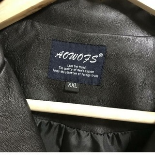 【AOWOFS】革風ジャケット アウター 大きいサイズ ブラック 黒色 メンズ 紳士 サイズXXL/6773sw