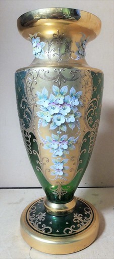 ボヘミアクリスタル BOHEMIA CRYSTALGLASS 花瓶 チェコ産◆お花が美しい
