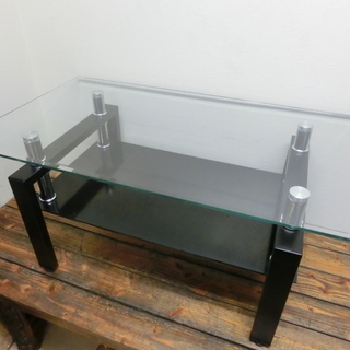 ガラステーブル 座卓 センターテーブル 89×49×41(cm)...