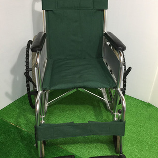 アルミ製 自走式 標準車椅子  グリーン ▽K-241
