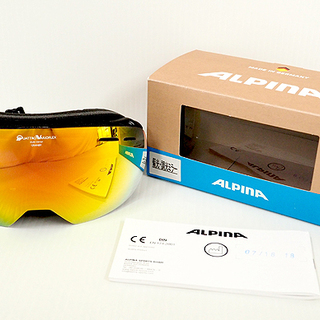 未使用品 ALPINA/アルピナ スキーゴーグル【2017】GRANBY QVMM A7211732 M50偏光・調光ミラー マットブラック グランビー 