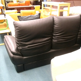 札幌 本革!【3P国産ソファ アサヒ】BOSTON3P 3人掛け 2ウェイ 黒 ブラック ラグジュアリー USED 本郷通店