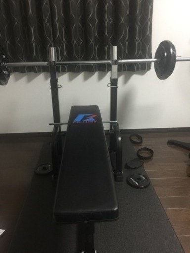 トレーニングベンチ+バーベルシャフト付