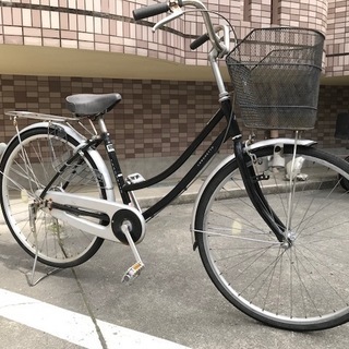 26インチ　シティサイクル　シングル　黒　前かご、カギ新品　鹿児島市