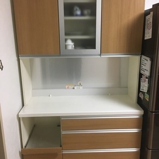 ☆ジモティ割あり☆ レンジボード ホワイト×シルバー H200×D51×W120 