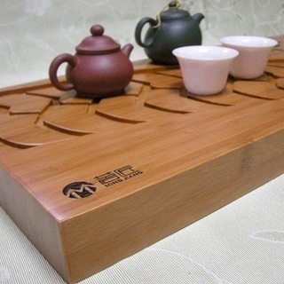 中国茶茶道具 大型茶盤No2　サイズ：約56cmx25cm 竹製大型茶盤