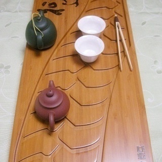 中国茶茶道具 大型茶盤No2　サイズ：約56cmx25cm 竹製大型茶盤