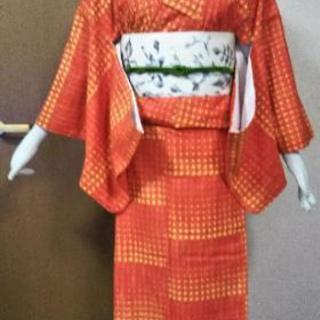 👘正絹 紬 仕付け付き 未着用美品★細身