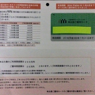 三越伊勢丹ホールディングス 株主優待カード 10%割引 利用限度額200万円
