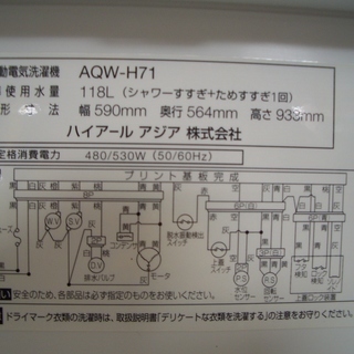 ☆高く買取るゾウ　八幡西店☆【直接引取限定】ハイアール　洗濯機AQW　7.0Kg　2015年製の美品！