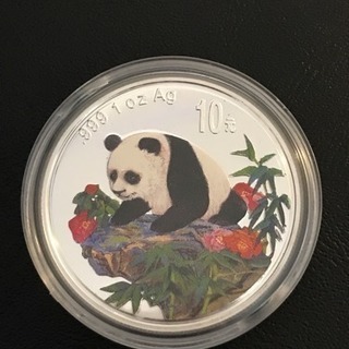 🐼パンダ銀貨❗️中国発行 1オンス 10元カラー銀貨