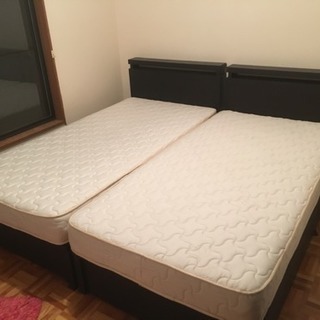 収納付きシングルベッド2台