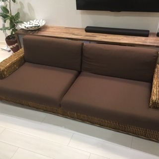アジアン家具 ラタン ローソファー