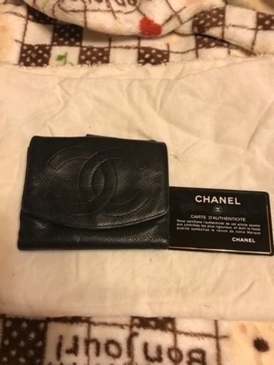 【正規品】CHANEL 黒 折財布