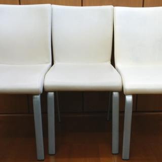 パブリック 椅子3脚セット 40cm×46cm×78cm ホワイ...