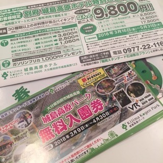 城島高原パーク入場券❌４枚、６０００円分